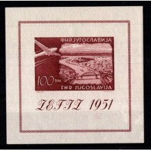 1951 - Jugoslavien - AFA 645 - Frimærke - Luftpost. Miniark Utakket - Postfrisk.